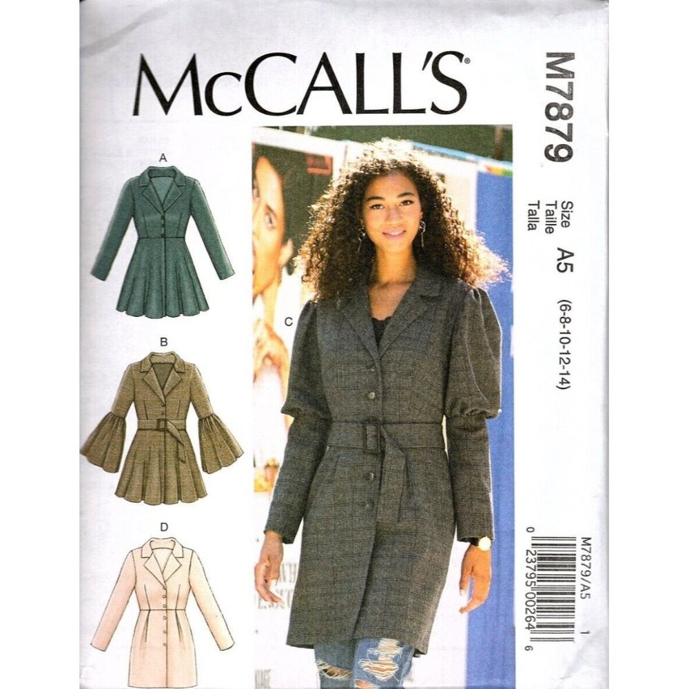 McCall's M7879 Misses 6 to 14 Fitted and Flared Long Car Coat Sewing Pattern